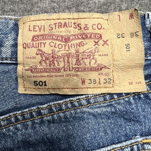 Vintage Levi's 501 Jeans Men's 38x32 Blue Original Fit Button Fly 2000 New NWT - Picture 2 of 12